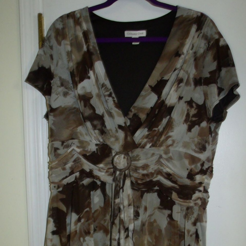 Coldwater Creek Brown Floral Dress 2X 20W/22W